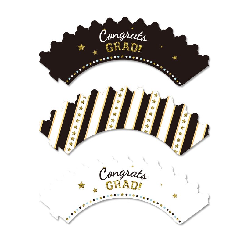 12/24pcs Graduation Party Cupcake Wrappers with Cake Topper Class Of 2022 Cupcake Topper Wrapper Cake Party Supplies Decorations