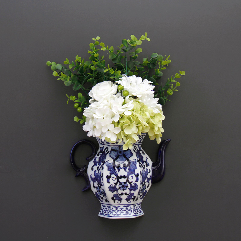 Ceramic Wall Decoration Wall Flower Arrangement Jingdezhen Ceramics Blue and White Porcelain Home Decorations