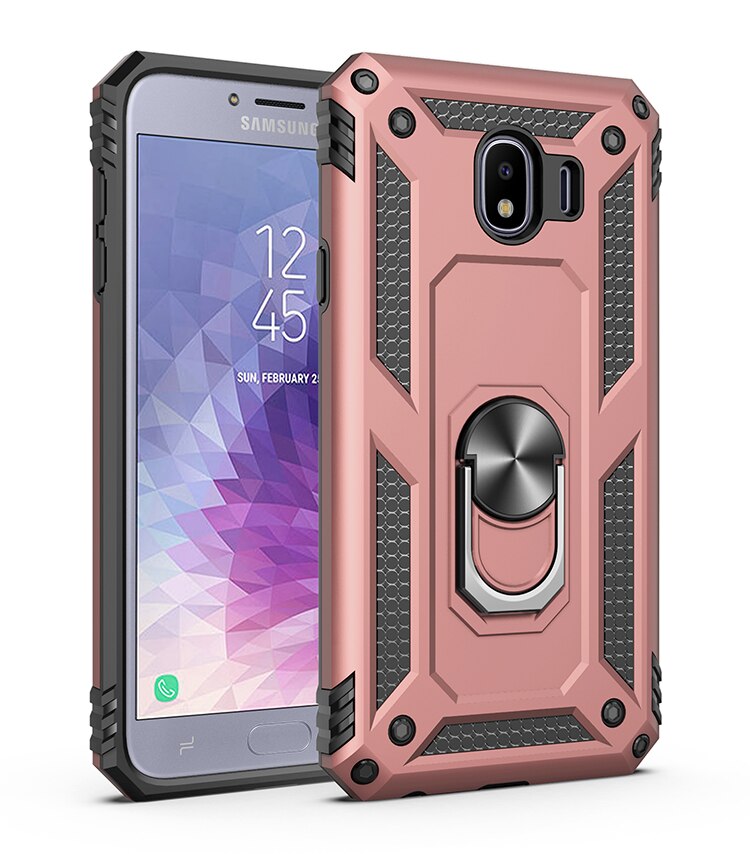 Luxus Rügestochen Weichen Stoßfest fallen Für Samsung Galaxis J4 J4 Plus J400F/DS SM-J415F/DS J415FN Silikon stoßstange Harte PC Abdeckung: J4 2018 J400 / Rose