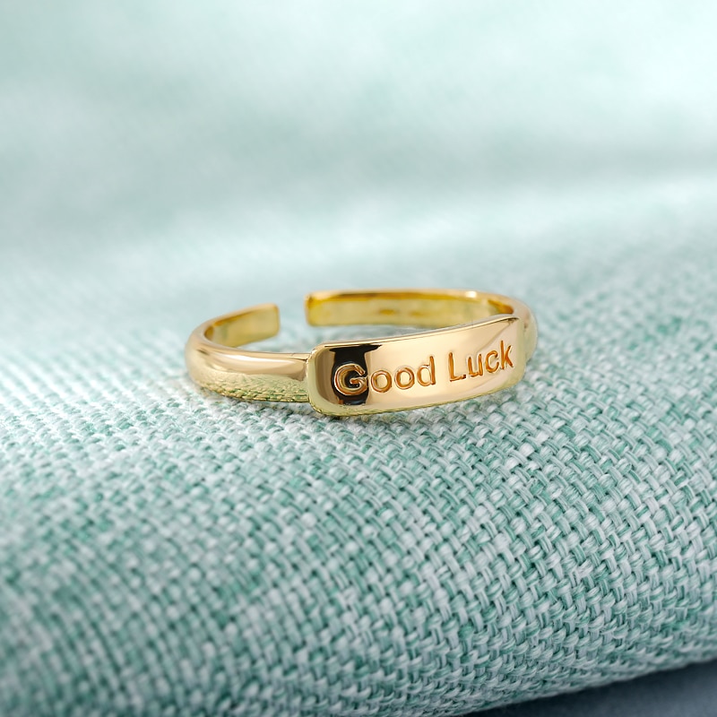 Geluk Open Ringen Voor Vrouwen Mannen Goud Zilver Kleur Rvs Verstelbare Man Vrouw Engagement Wedding Ring Sieraden