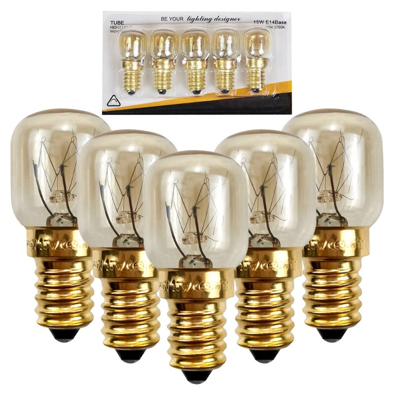 5pcs/set 220V E14 300 Degree High Temperature Resistant Microwave Oven Bulb Cooker Lamp Lighting Bulb 15/25W