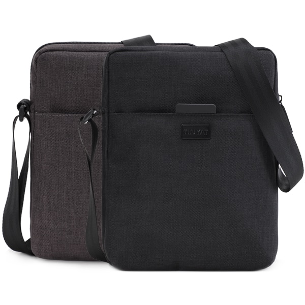 TINYAT Men's Bags Light Canvas Shoulder Bag For 7.9' Ipad Casual Crossbody Bags Waterproof Business Shoulder bag for men 0.13kg: Black and Grey