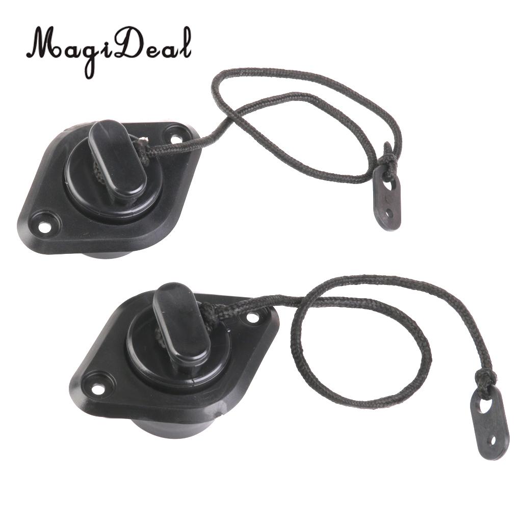 MagiDeal 2Pcs PVC Scupper Drain Valve Cap Boat Accessory for Drift Kayak Inflatable Boat Dinghy Speedboats Black