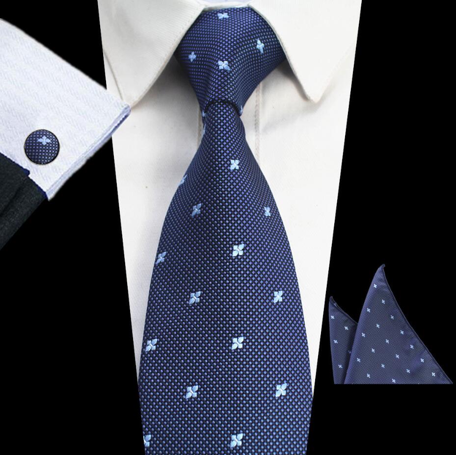 Rbocott 8cm conjuntos de gravata novo design para homem xadrez & dot & paisley gravata lenço abotoaduras define negócios festa de casamento pescoço laços: 04