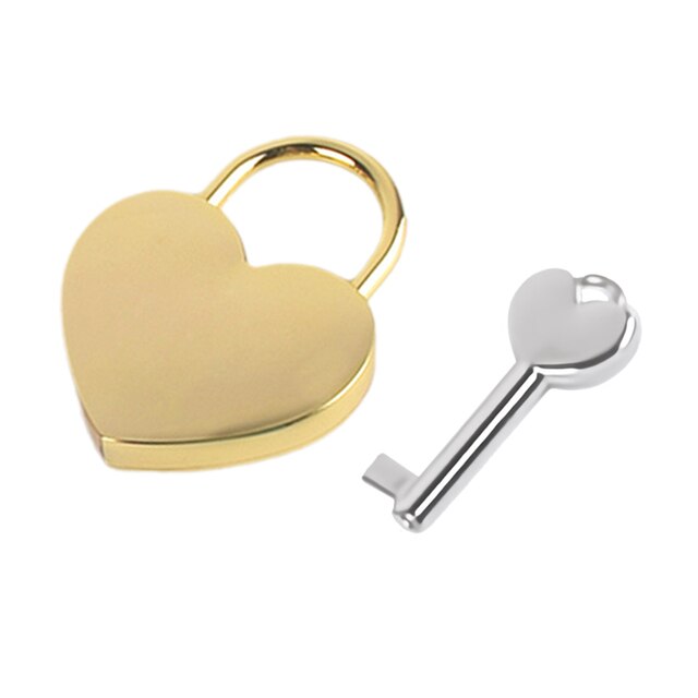 Antieke Stijl Hartvorm Hangslot Vintage Lock Roze Romantische Mooie Dagboek Hangsloten Sleutel Slot Met Sleutel: Gold