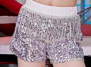 Dla dzieci taniec Hip Hop kostiumy srebrny Sequined spodenki cheerleaderka odzież sportowa nowoczesny Jazz tancerz strój DNV13749: Skirts / 130cm