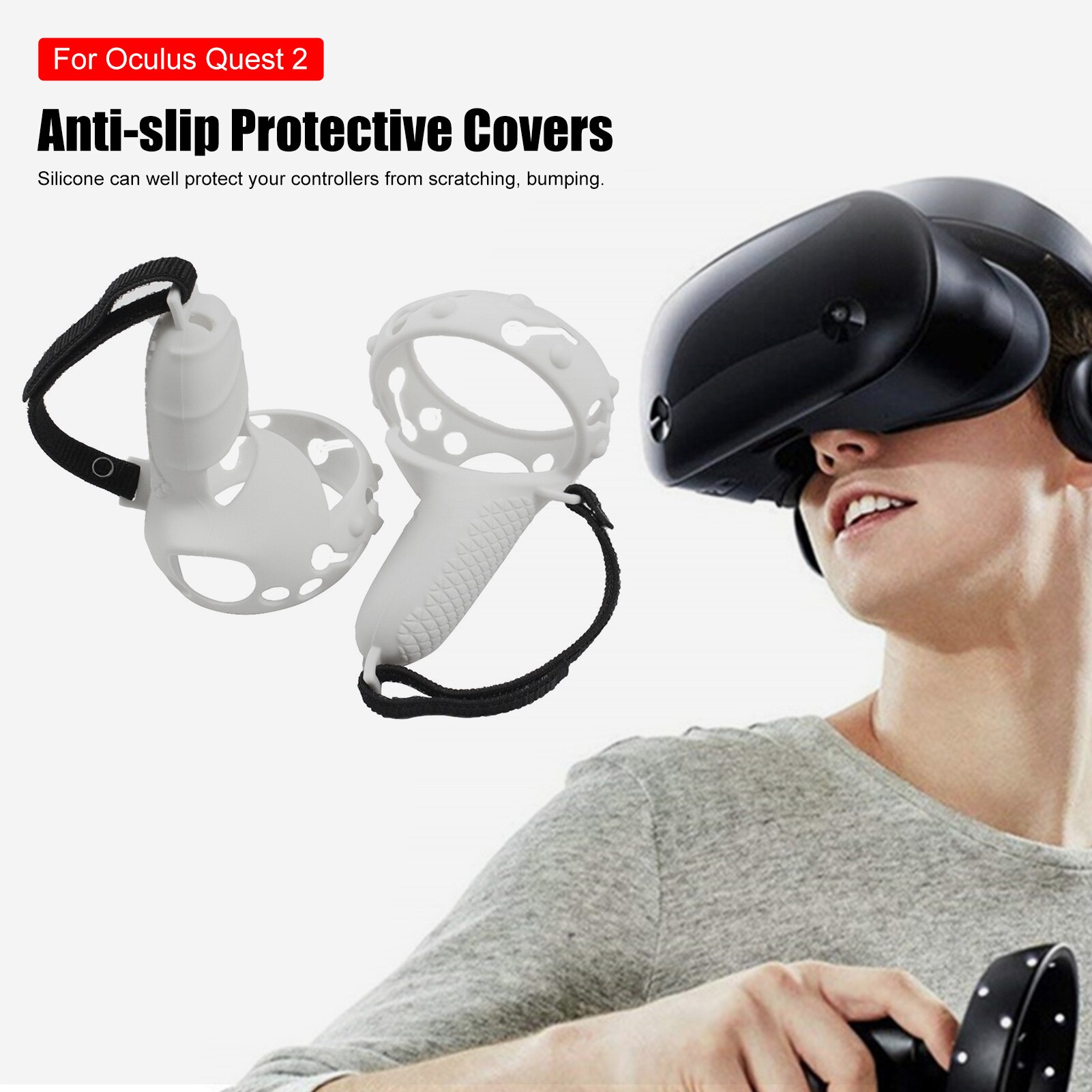 Voor Oculus Quest 2 Siliconen Band Bescherming Cover Vr Accessoires Vr Gaming Controller Handgreep Voor Oculus Quest2 Accessoires