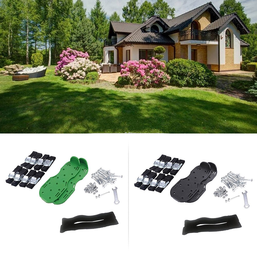 1 par de sandalias de aireador de césped revitalizante para caminar con pinchos de césped, zapatos con 4 correas ajustables, herramienta de jardinería