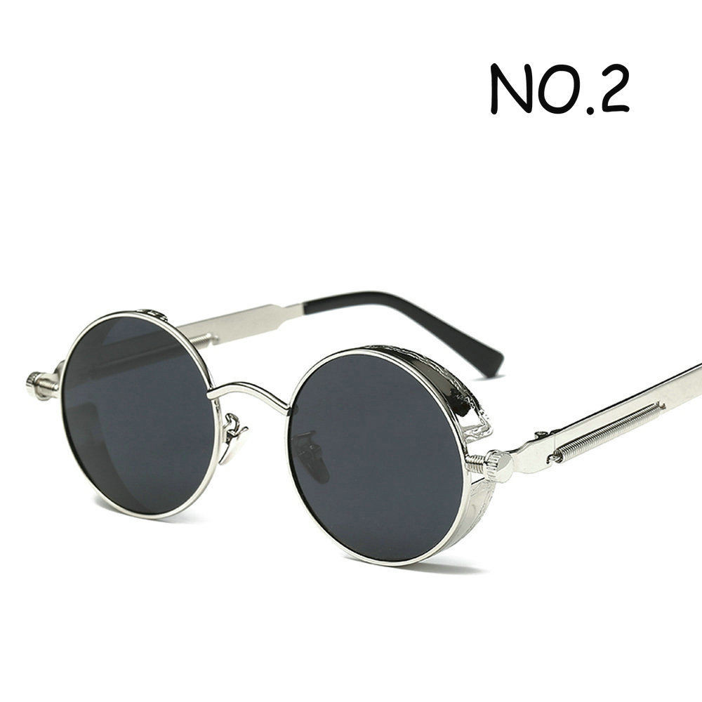 1 stk vintage retro polariserede steampunk solbriller metal runde spejlede briller mænd cirkel solbriller: 2