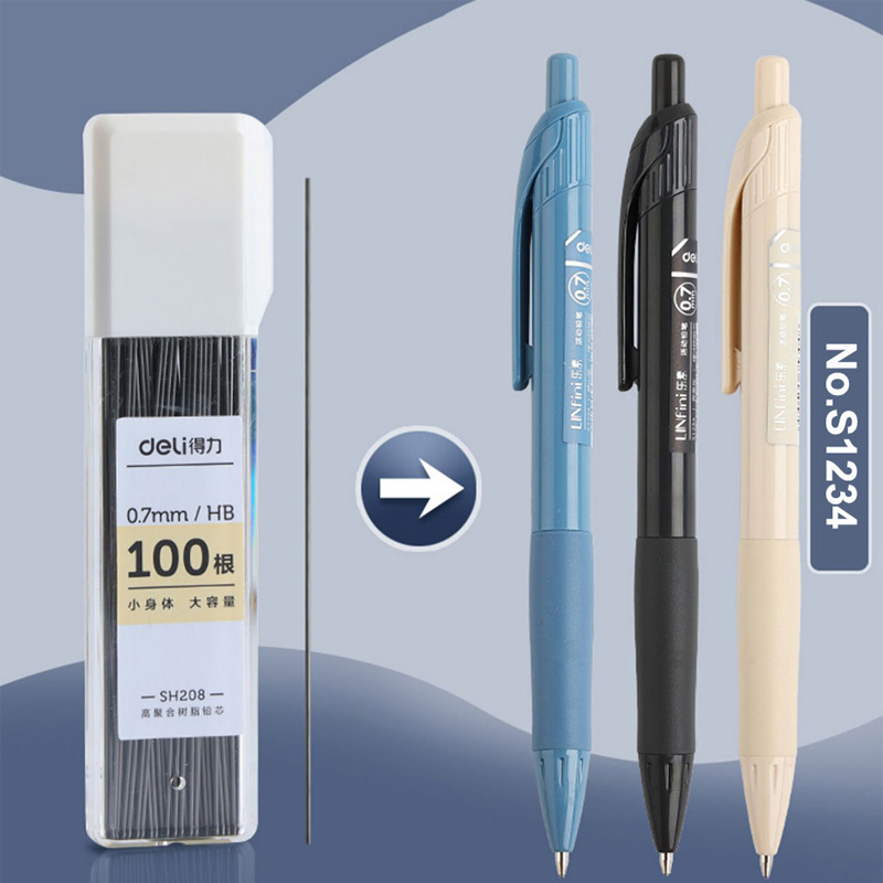 Deli 0.5/0.7mm Mechanical Pencil HB Pencil Leads Set Automatic Pencil Core Refill Art Drawing Sketching Students School Supplies