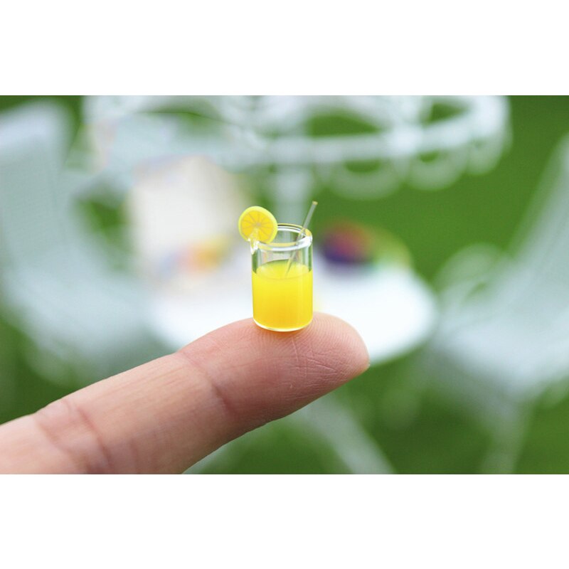 1:12 Resin Dollhouse Mini Lemon Milk Tea Water Cup Kitchen Miniature Dollhouse Accessories Cups Toy Doll House Decoration: C1