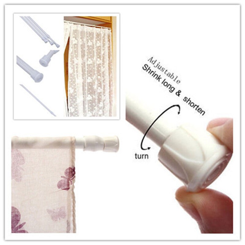 Style Extendable Telescopic Spring Loaded Net Voile Tension Curtain Rail Rods USA SHIP