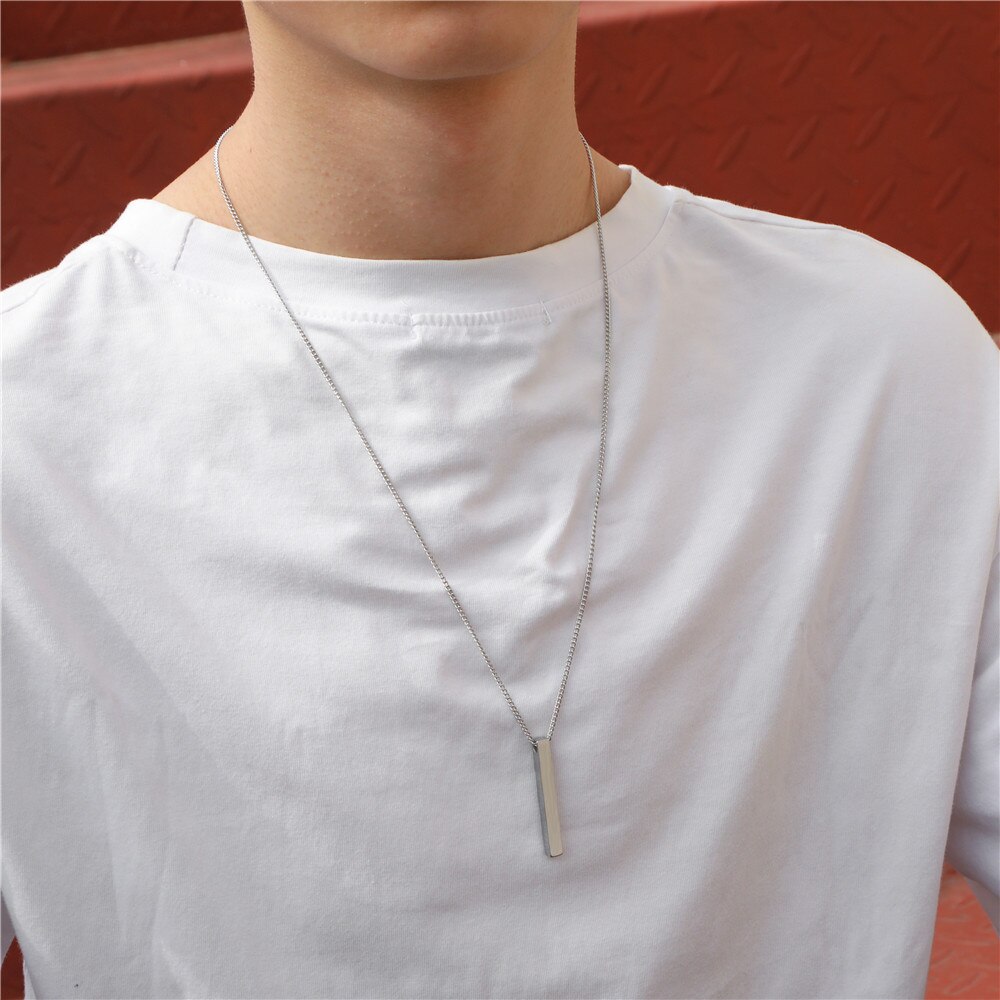 Classic rectangular pendant necklace for men, stainless steel, black color, cuban chain necklace for men, jewelry 2022: 3-60cm