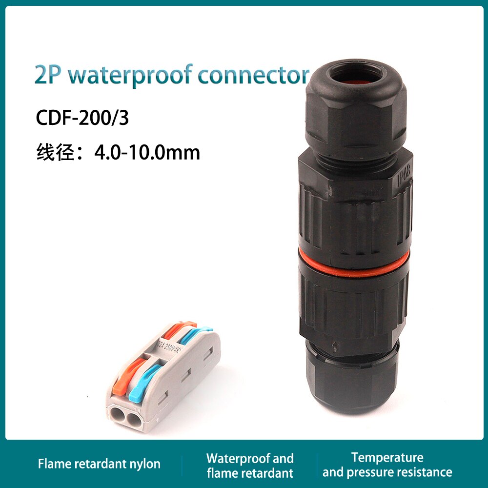 IP68 Electrical Waterproof Connector Wire Cable 2/3/5 Pin Outdoor Plug Straight Quick Push in Terminal block Conductor Connector: 2P Connector
