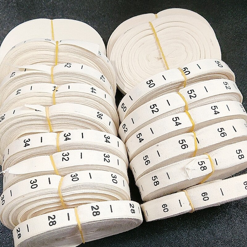 Nombre taille étiquettes 100PCS Coton vêtements impression étiquette de taille 28 30 32 34 36 38 40 42 44 46 48 50 52 54 56 58 60 accessoire De Vêtement