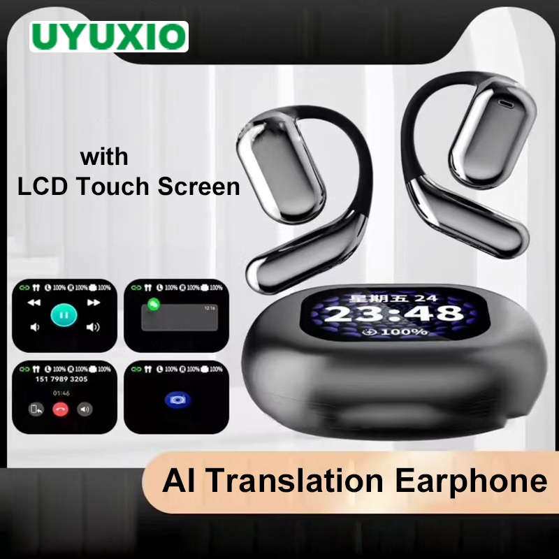 Auricolari wireless aperti uyuxio con schermo lcd touch e traduzione delle lingue tramite intelligenza artificiale, 144 lingue ,  bt 5.4 cuffie