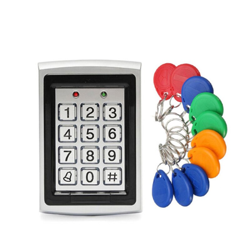 Standalone Access Controller with 10pcs EM keychains RFID Access Control Keypad digital panel Card Reader For Door Lock System: kit2