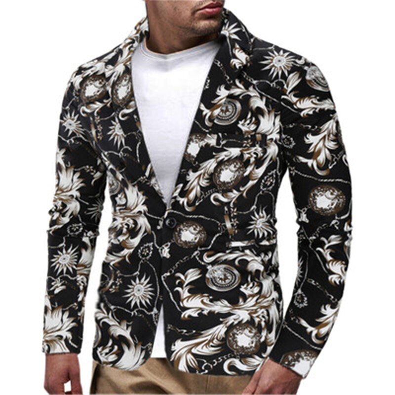 Male Suit Blazer Printed Men Slim Jacket Vintage Suits Luxury Formal wedding Dress Stage Costumes for Singers