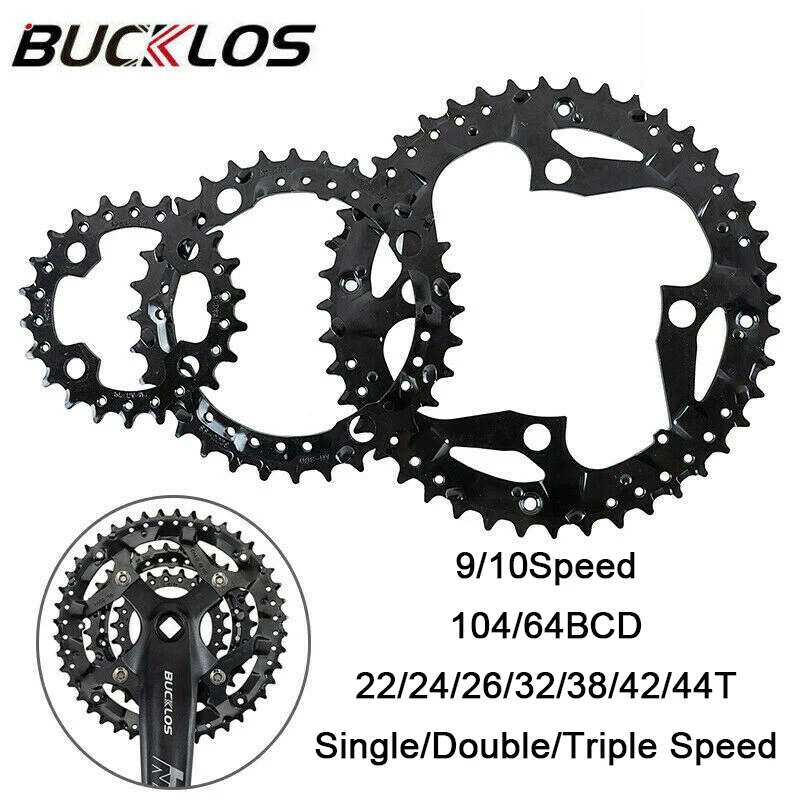 2*10s 3*10s 3*9s fietskettingblad 104 bcd 64 bcd mtb kettingblad fietskettingwiel 22/24/26/32/38/42/44t voor dubbel/triple crankstel