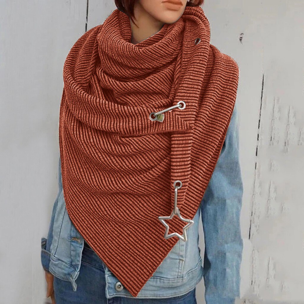 Women Winter Knitting Scarf Retro Solid Scarves Female Multifunction Outdoor Protective Keep Warm Shawl Py6: Orange