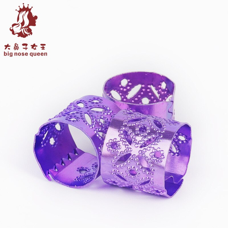 Extensión de cabello DIY con cuentas de Rastas, color azul y morado, 100 Uds., lazos para el pelo de aluminio, anillo ajustable para trenzas, orferta de fábrica