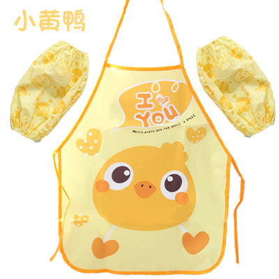 3 Stks/set Baby Kid Mooie Cartoon Dier Waterdichte Antifouling Schort Pvc Kinderen Jongen Meisje Mouwloze Slabbetjes Keuken Voeden Stuff: duck