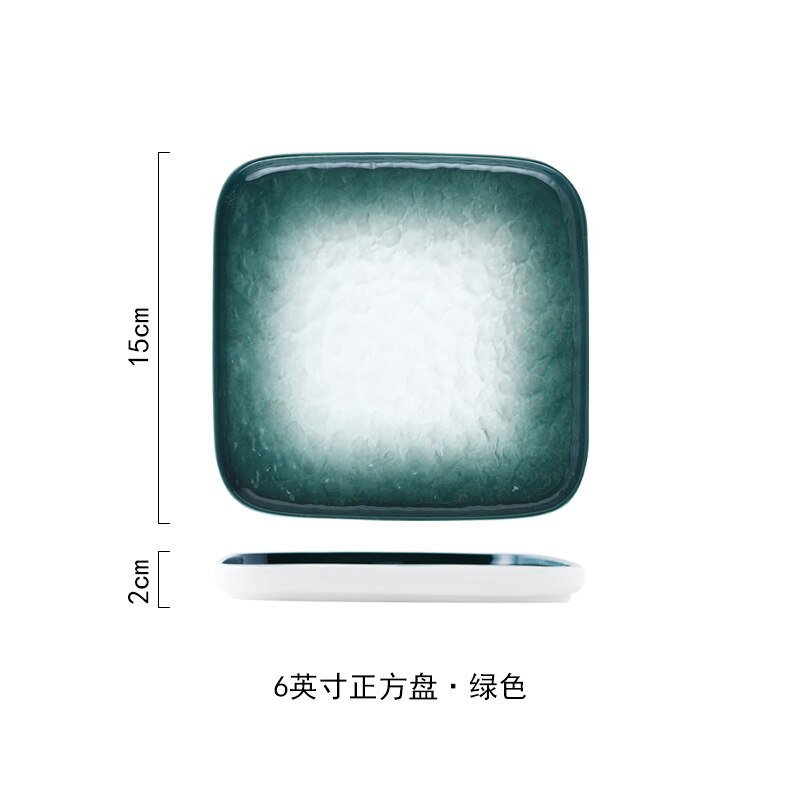 underglaze color hand-painted uneven surface ceramic tableware square plate dinner plate dessert plate safe high qualit: Green