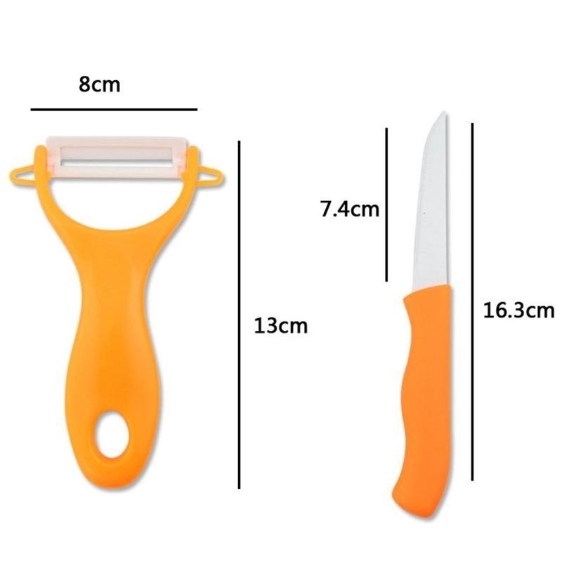 2 st /set skalare mycket vass kök keramisk frukt kniv skalare frukt