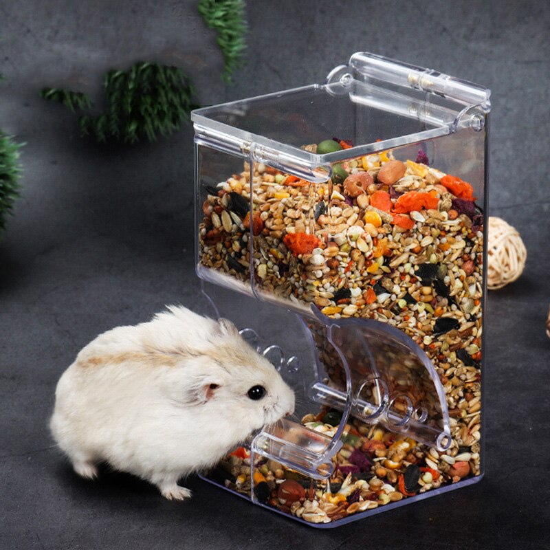 Automatic Guinea Pig Feeder Transparent Acrylic Hamster Hedgehog Feeder House Outdoor Hanging Hamster Cage Accessories Decor