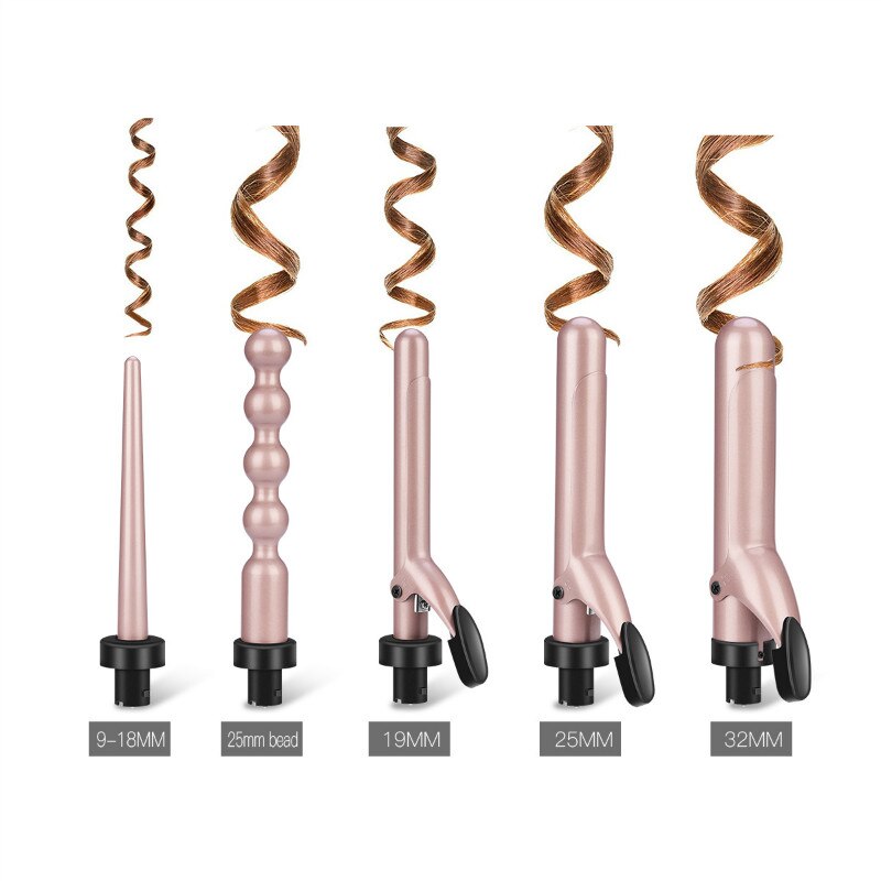 Multifunctionele Hair Curler Set Met 5 Verwisselbare Vaten 5 In 1 Krultangen Set Met Hittebestendige Handschoen 30