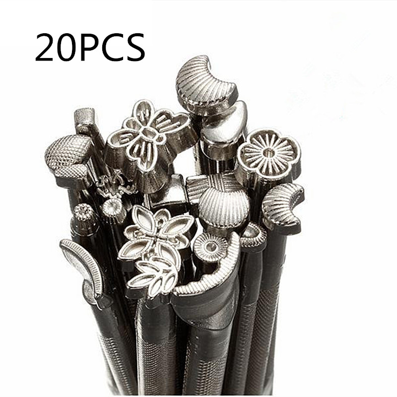 DIY narzędzia robić rzeźbienia w skórze 16 sztuk i 20 sztuk ze stali nierdzewnej tłoczenie drukowanie pieczęć narzędzia skórzane rzemiosło drukowanie znaczków: 20szt