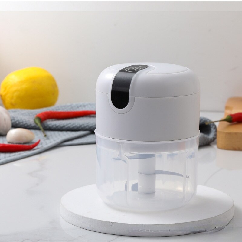 Small Wireless Electric Minced Garlic Machine Mini Minced Garlic Machine Household Baby Food Auxiliary Machine Meat Grinder: White PP cup100ml