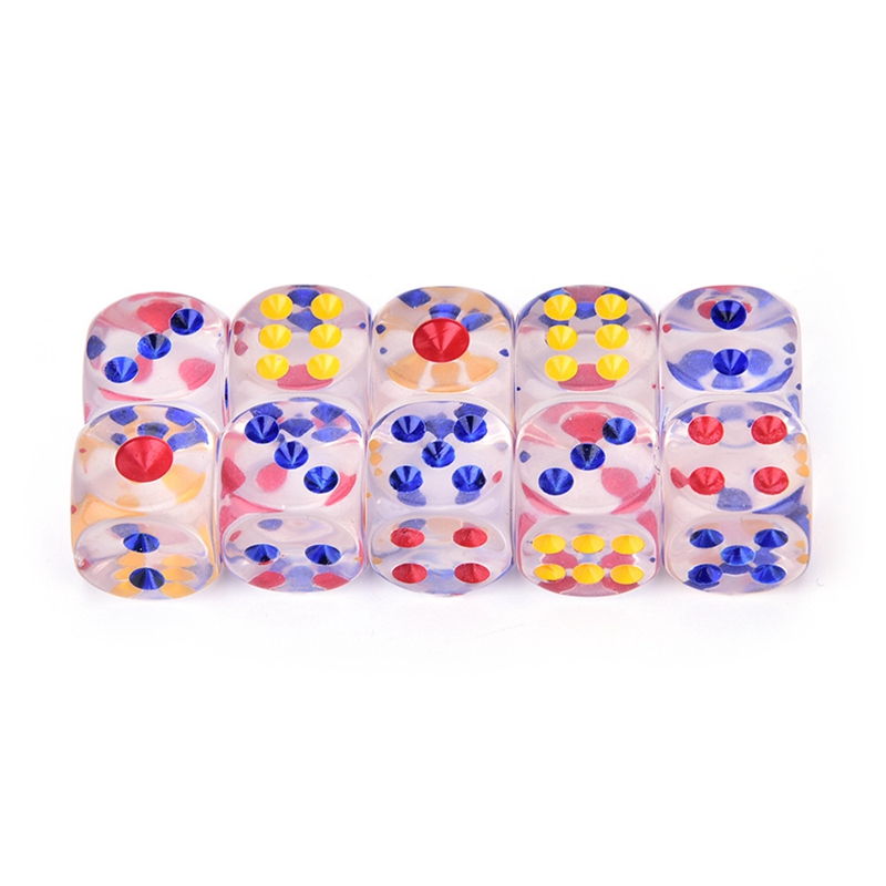 Ensemble de dés de jeu à 6 faces, dés transparents en acrylique de 16MM, pour DND,MTG,RPG,Tenzi,Yahtzee, jeux de société, enseignement des maths, Top 50 pièces