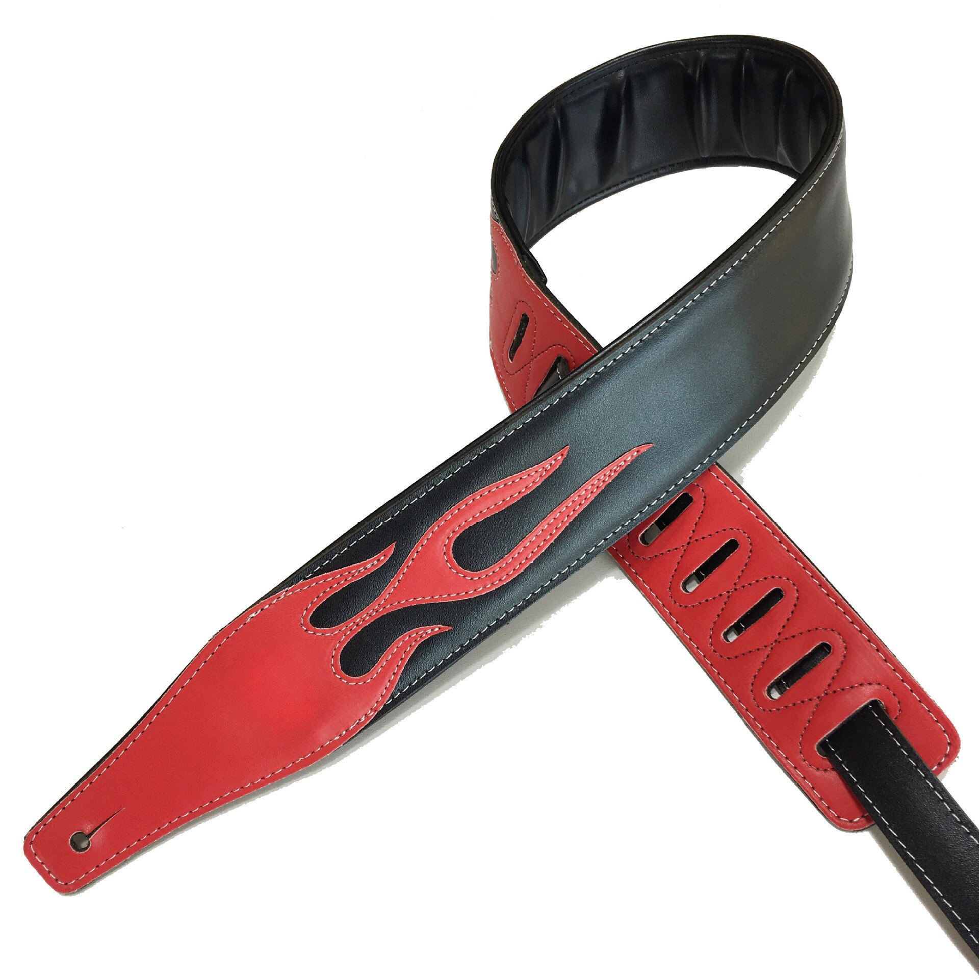 Vorson-correas de guitarra para bajo, correa de cuero con personalidad, serie llama roja, accesorios de correa de guitarra, correas de relámpago blancas y negras: 01