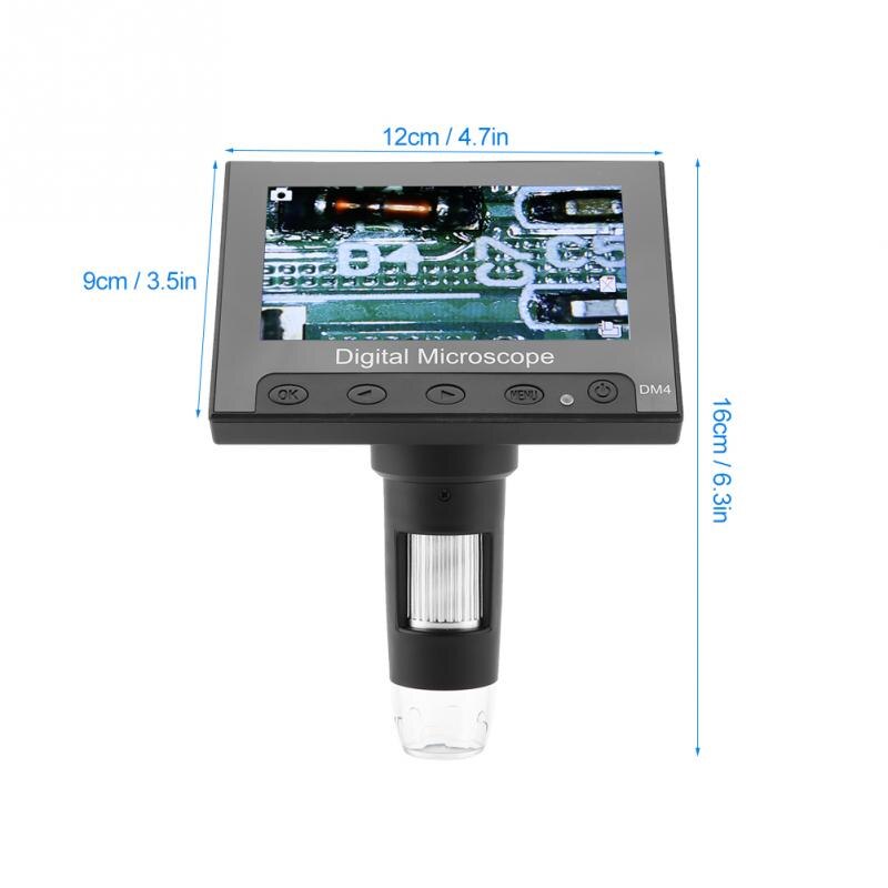 500/1000X Digital Microscope DM4 2MP 4.3 Inch Display Magnifier Electronic Microscope with LED Light