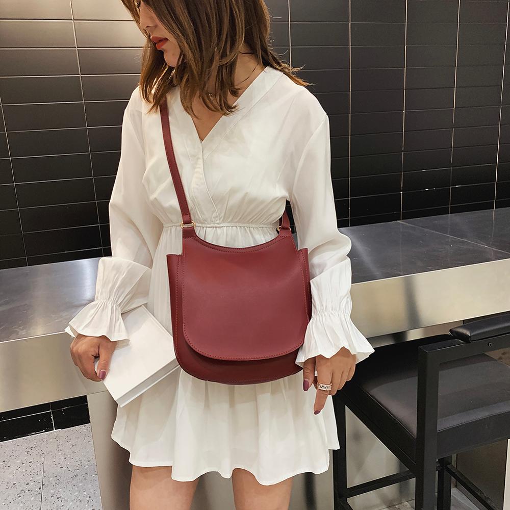 Femme décontracté Simple couleur unie épaule sacs à main en cuir PU femmes grande capacité rabat bandoulière sacs de messager bolsa feminina