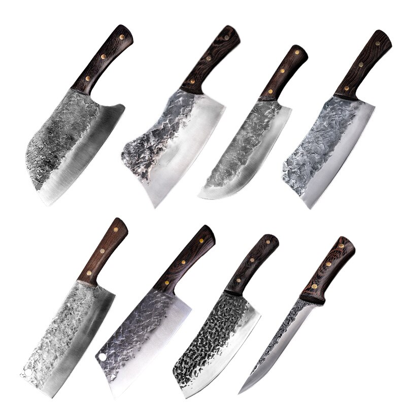 Chinese Knife Set High Carbon Steel Forging Knives SETS Forging Hand-Made Craft Full Tang Butcher Cooking Kitchen Accessories