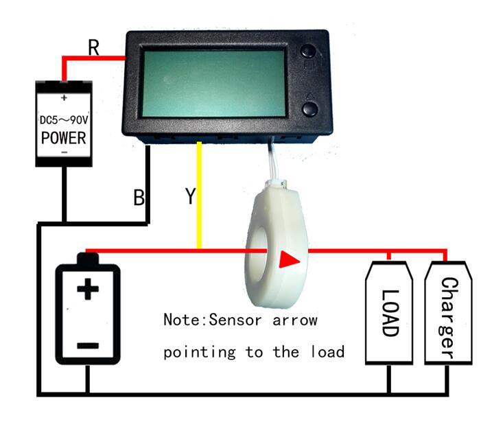 Dc 400a 200a 100a 50a hall coulomb meter batteri monitor digital spænding ammeter effekt kapacitet kwh elektrisk energi lcd display