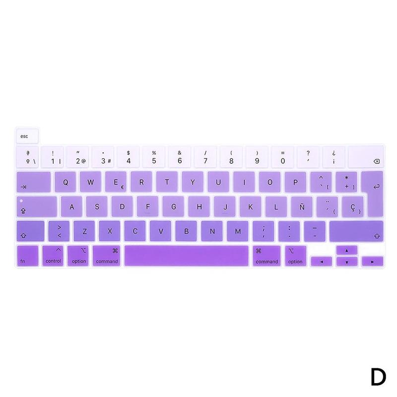 Rainbow Color Silicone Spanish Keyboard Skin Cover For MacBook Pro 16 A2141 M1 Chip A2338/A2251/A2289 +: D