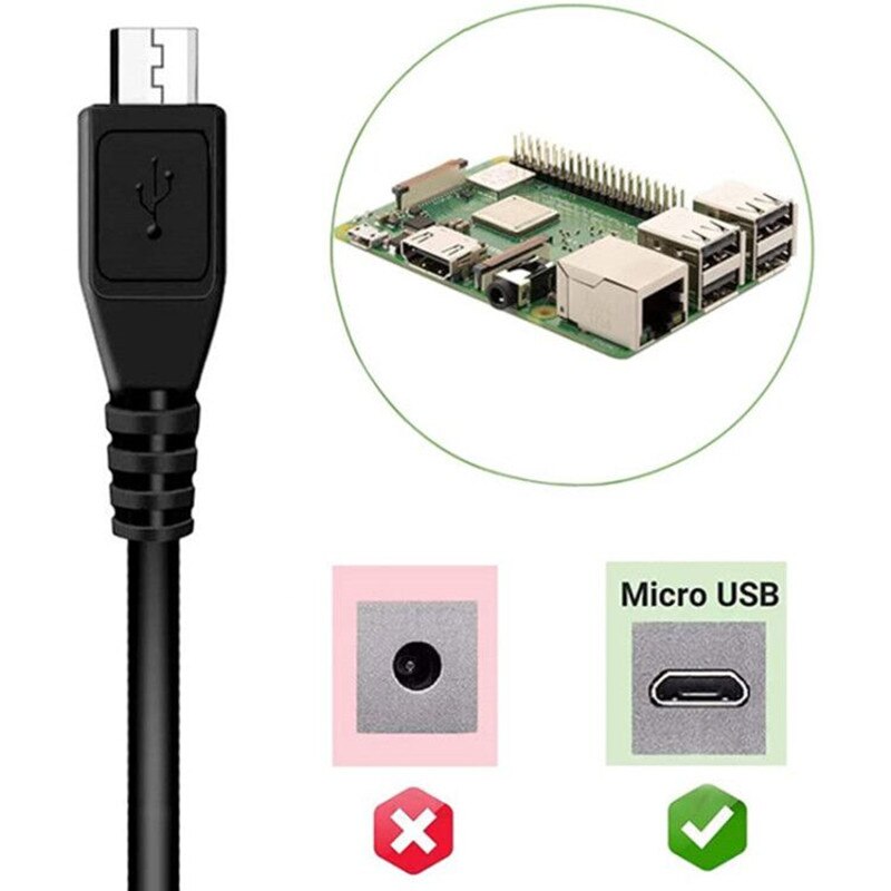 Lincoiah Netzteil Ladegerät AC/DC Adapter 5V 3A NETZTEIL Mikro USB mit Energie an/aus Schalter für Himbeere Pi 3 Modell B B + A + Plus