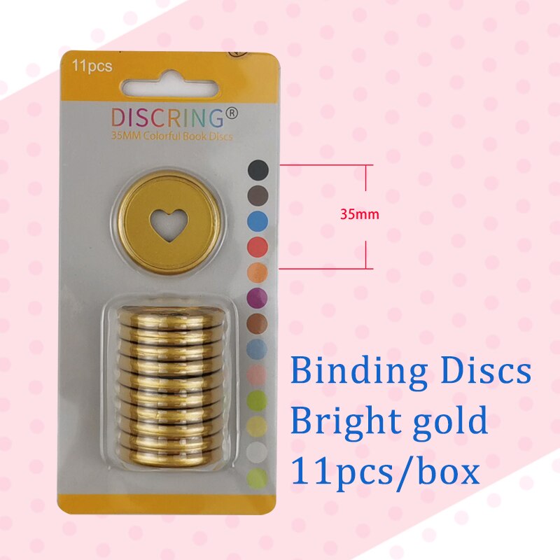 11 Stks/doos Frosting Hartvormige Notebook Plastic Disc Binding Plastic Ringen Diy 360 Graden Opvouwbare Disc Gesp Kantoorbenodigdheden: Bright gold
