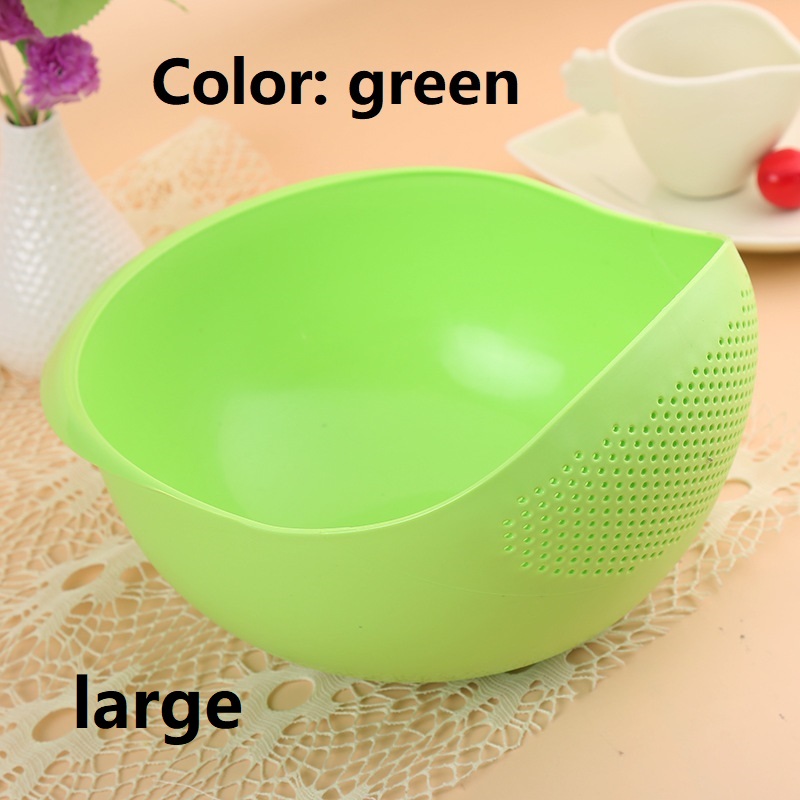 Madkvalitet plast ris bønner ærter vask filter sil grøn grøn farve kurv sigte dræning rengøring gadget: T0056-5