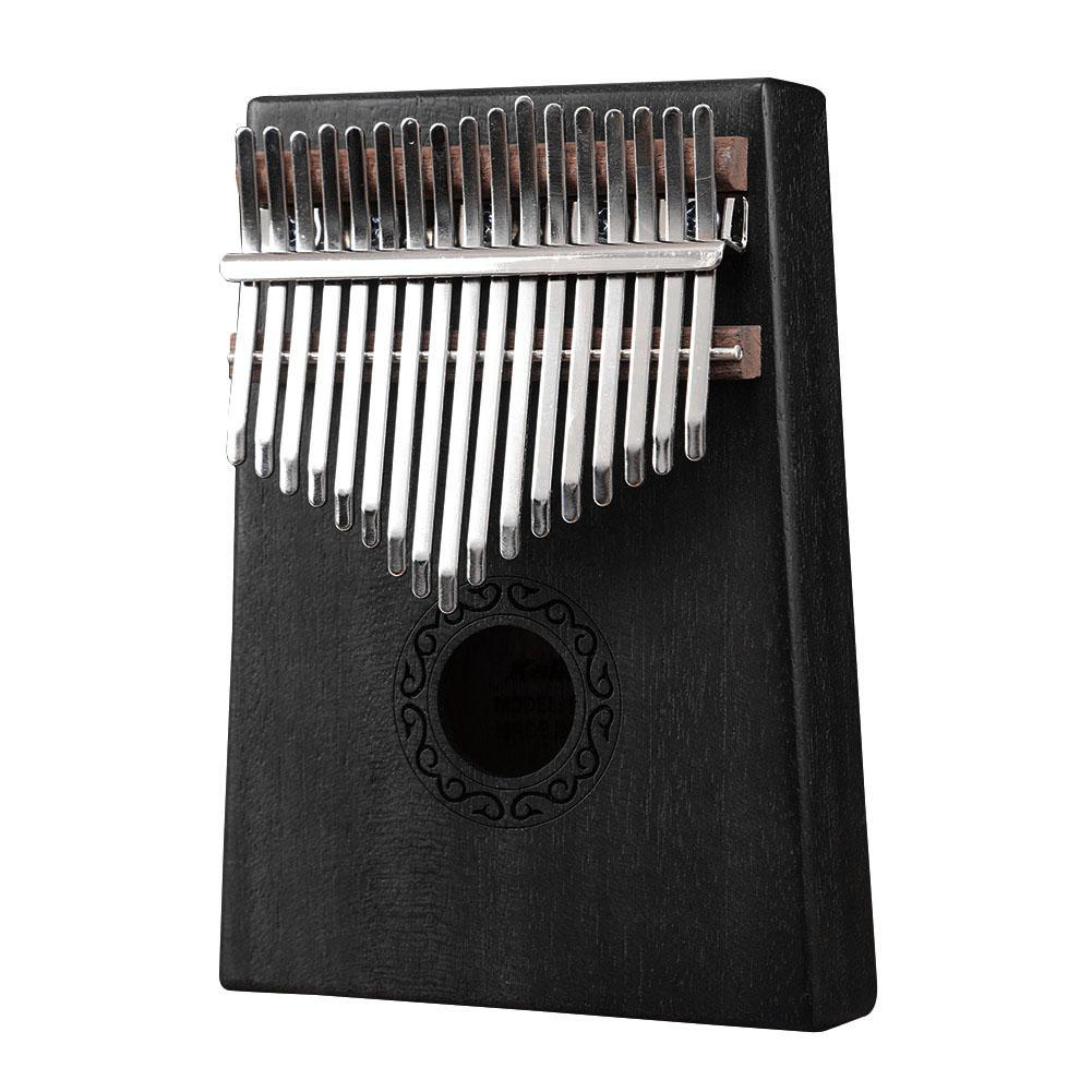 17 Keys African Kalimba Thumb Piano Kids Adults Body Music Finger Percussion Keyboard mahogany Wood Finger Piano w/ Tuner Hammer: black