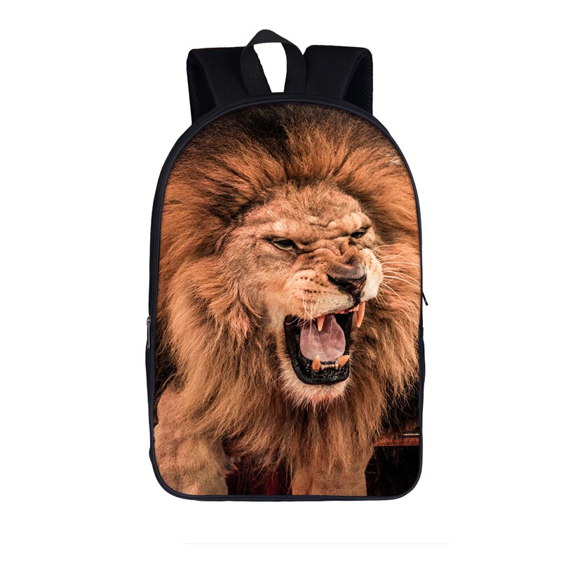 Animal LION Backpacks Women Men's Rucksack Children School Bags For Teenage boys girls Student daypack Kids Bagpack Bookbag: 16shizi06