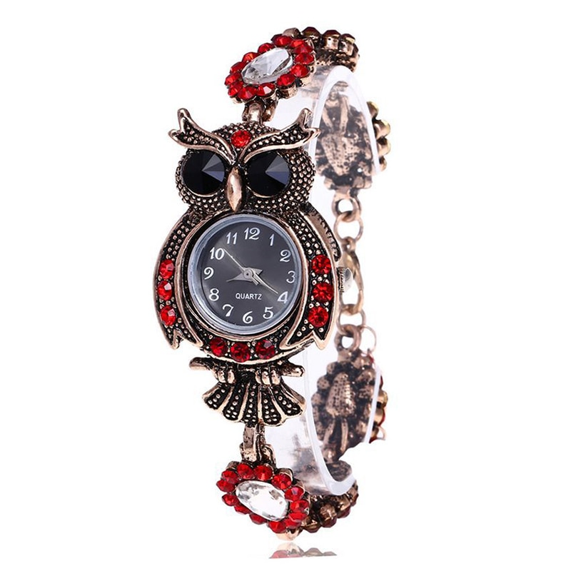 Vintage Vrouwen Horloge Strass Uil Quartz Armband Horloge Mooie Horloge Meisjes Sieraden Voor Dame Moeder LL @ 17