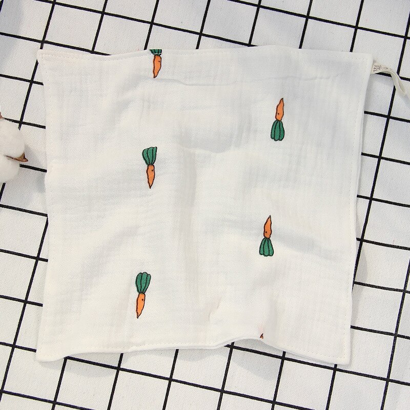 Babyhandduk sex lager gasväv med hög densitet fyrkantig tvättbar seersucker tryckt fyrkantig salivhandduk dagishandduk: Lila