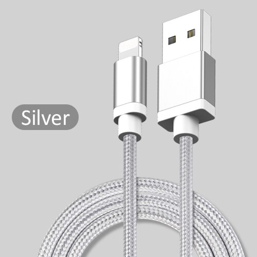 GUSGU Klassieke USB Kabel voor iPhone 7 Charger USB Data Kabel voor iPhone 7 8 6 6 s Plus Cord voor Opladen Telefoon voor Lightning Kabel: Silver / 2m