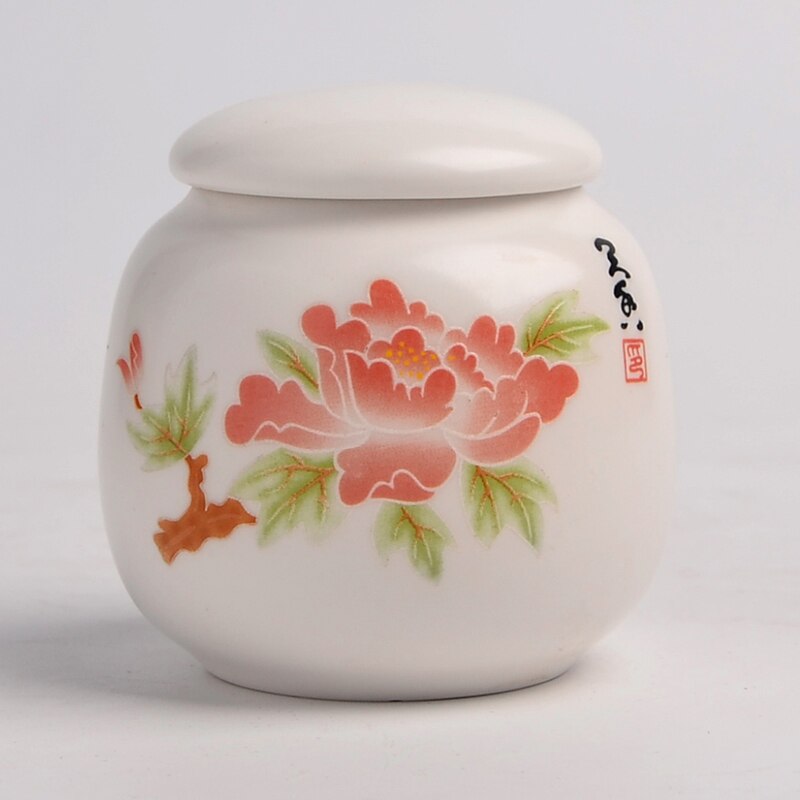 hand-painted tea cans retro ceramic stoneware tea pot tea set box sealed storage tank candy nut bottle: C