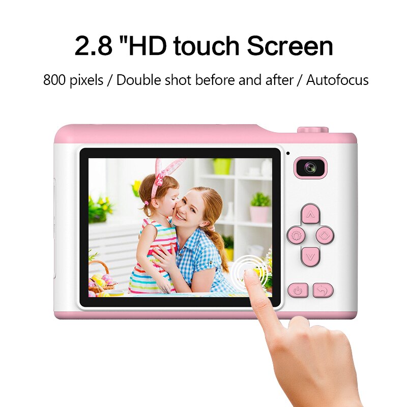 Cámara fotográfica de 1080P para niños, cámara de vídeo HD, soporte para selfi, pantalla táctil de 2,8 pulgadas, Mini cámara Digital para niños, de cumpleaños
