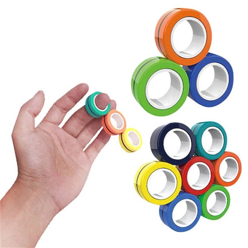 Anillos magnéticos para los dedos, antiestrés, engranajes de aleta, anillos magnéticos para el autismo, ADHD, alivio de la ansiedad, enfoque, juguetes antiestrés para niños